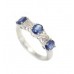 Sterling Silver 925 Ring Natural Blue Sapphire Stone Diamond Women Handmade A458